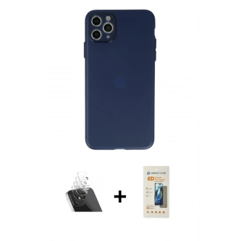 MARSİLYAN™- iPhone 11 Pro Max Kılıf Atlas Minimal Prime - Siyah 6D Mat Seramik Hayalet Nano Ekran Koruyucu + Kamera Lens Koruma Cam - SF