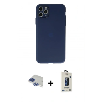 MARSİLYAN™- iPhone 11 Pro Max Kılıf Atlas Minimal Prime - Siyah Bilvis Hayalet Cam Ekran Koruyucu + Pers Alüminyum Kamera Lens - LT