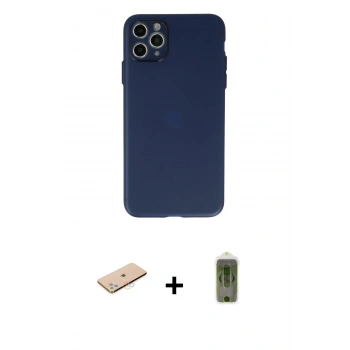 MARSİLYAN™- iPhone 11 Pro Max Kılıf Atlas Minimal Prime - Siyah Joko Magic 5D Hayalet Cam + Renkli Kamera Lens Koruma Cam - MI