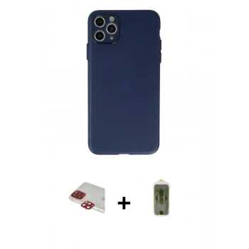 MARSİLYAN™- iPhone 11 Pro Max Kılıf Atlas Minimal Prime - Siyah Joko Magic 5D Hayalet Cam + Pers Alüminyum Kamera Lens - KI
