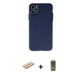 MARSİLYAN™- iPhone 11 Pro Max Kılıf Atlas Minimal Prime - Siyah Joko Magic 5D Hayalet Cam + Renkli Kamera Lens Koruma Cam - TU