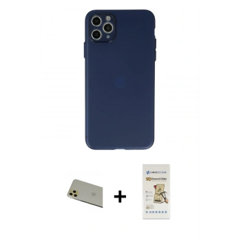 MARSİLYAN™- iPhone 11 Pro Max Kılıf Atlas Minimal Prime - Siyah Mat Seramik Nano Ekran Koruyucu + Rainbow Kamera Lens Koruma Cam - GD