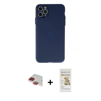 MARSİLYAN™- iPhone 11 Pro Max Kılıf Atlas Minimal Prime - Siyah Mat Seramik Nano Ekran Koruyucu + Pers Alüminyum Kamera Lens - KI