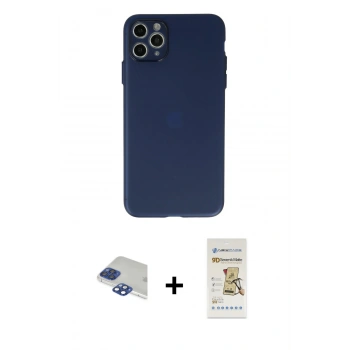 MARSİLYAN™- iPhone 11 Pro Max Kılıf Atlas Minimal Prime - Siyah Mat Seramik Nano Ekran Koruyucu + Pers Alüminyum Kamera Lens - LT
