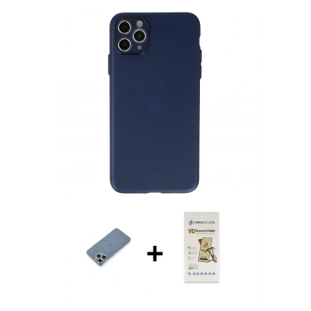 MARSİLYAN™- iPhone 11 Pro Max Kılıf Atlas Minimal Prime - Siyah Mat Seramik Nano Ekran Koruyucu + Metal Kamera Lens Koruma Cam - GS