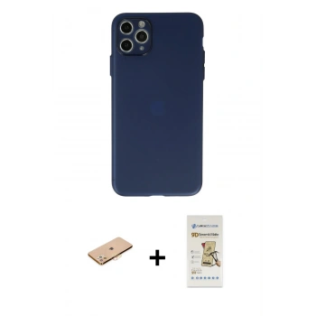 MARSİLYAN™- iPhone 11 Pro Max Kılıf Atlas Minimal Prime - Siyah Mat Seramik Nano Ekran Koruyucu + Renkli Kamera Lens Koruma Cam - TU
