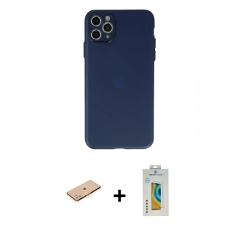 MARSİLYAN™- iPhone 11 Pro Max Kılıf Atlas Minimal Prime - Siyah Polymer Nano Ekran Koruyucu + Renkli Kamera Lens Koruma Cam - TU