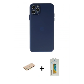 MARSİLYAN™- iPhone 11 Pro Max Kılıf Atlas Minimal Prime - Siyah Polymer Nano Ekran Koruyucu + Renkli Kamera Lens Koruma Cam - SI