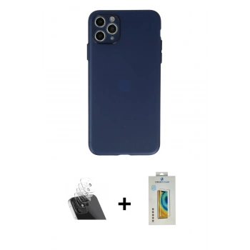 MARSİLYAN™- iPhone 11 Pro Max Kılıf Atlas Minimal Prime - Siyah Polymer Nano Ekran Koruyucu + Kamera Lens Koruma Cam - SF
