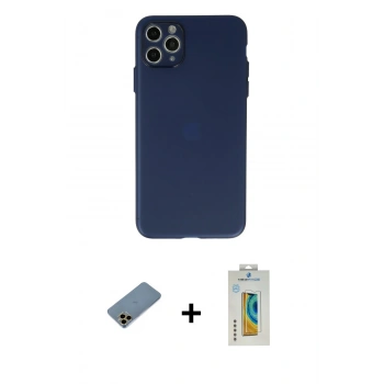 MARSİLYAN™- iPhone 11 Pro Max Kılıf Atlas Minimal Prime - Siyah Polymer Nano Ekran Koruyucu + Shine Kamera Lens Koruma Cam - GD