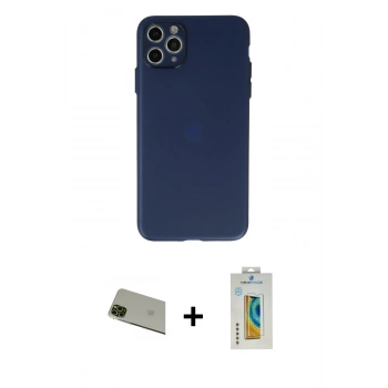 MARSİLYAN™- iPhone 11 Pro Max Kılıf Atlas Minimal Prime - Siyah Polymer Nano Ekran Koruyucu + Rainbow Kamera Lens Koruma Cam - YL