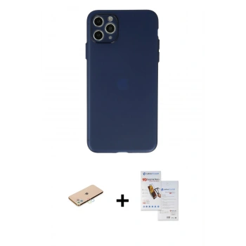 MARSİLYAN™- iPhone 11 Pro Max Kılıf Atlas Minimal Prime - Siyah Seramik Nano Ekran Koruyucu + Renkli Kamera Lens Koruma Cam - MI