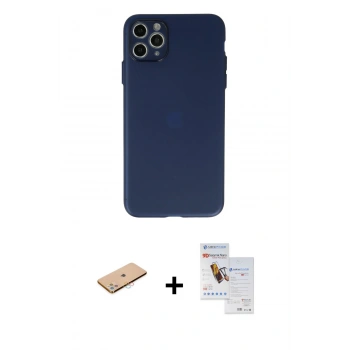 MARSİLYAN™- iPhone 11 Pro Max Kılıf Atlas Minimal Prime - Siyah Seramik Nano Ekran Koruyucu + Renkli Kamera Lens Koruma Cam - PE
