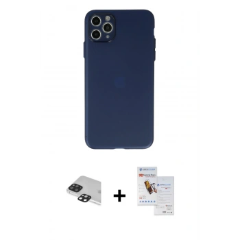 MARSİLYAN™- iPhone 11 Pro Max Kılıf Atlas Minimal Prime - Siyah Seramik Nano Ekran Koruyucu + Pers Alüminyum Kamera Lens - SH