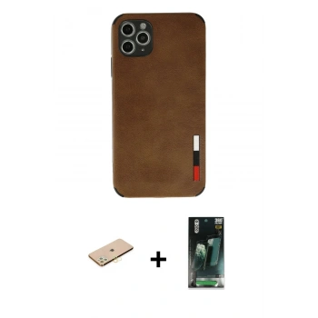 MARSİLYAN™- iPhone 11 Pro Max Kılıf Doruk Asil Koleksiyonu - Şeffaf 360 Full Body Arka Koruyucu + Renkli Kamera Lens Koruma Cam - SI