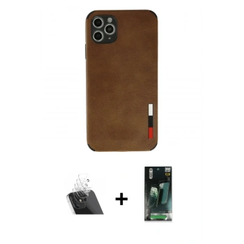 MARSİLYAN™- iPhone 11 Pro Max Kılıf Doruk Asil Koleksiyonu - Şeffaf 360 Full Body Arka Koruyucu + Kamera Lens Koruma Cam - SF