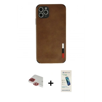 MARSİLYAN™- iPhone 11 Pro Max Kılıf Doruk Asil Koleksiyonu - Şeffaf Pasifik Cam Ekran Koruyucu + Pers Alüminyum Kamera Lens - KI