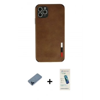MARSİLYAN™- iPhone 11 Pro Max Kılıf Doruk Asil Koleksiyonu - Şeffaf Pasifik Cam Ekran Koruyucu + Metal Kamera Lens Koruma Cam - MI