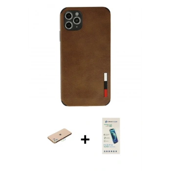 MARSİLYAN™- iPhone 11 Pro Max Kılıf Doruk Asil Koleksiyonu - Şeffaf Pasifik Cam Ekran Koruyucu + Renkli Kamera Lens Koruma Cam - MI