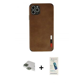MARSİLYAN™- iPhone 11 Pro Max Kılıf Doruk Asil Koleksiyonu - Şeffaf Pasifik Cam Ekran Koruyucu + Pers Alüminyum Kamera Lens - YL