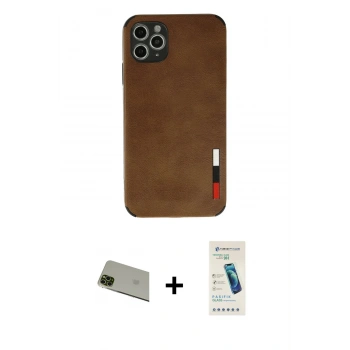 MARSİLYAN™- iPhone 11 Pro Max Kılıf Doruk Asil Koleksiyonu - Şeffaf Pasifik Cam Ekran Koruyucu + Rainbow Kamera Lens Koruma Cam - YL