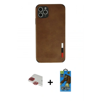MARSİLYAN™- iPhone 11 Pro Max Kılıf Doruk Asil Koleksiyonu - Siyah 18D Cam Ekran Koruyucu + Pers Alüminyum Kamera Lens - KI