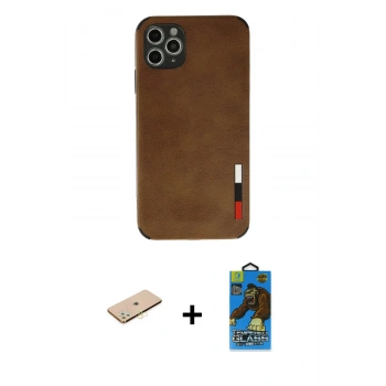 MARSİLYAN™- iPhone 11 Pro Max Kılıf Doruk Asil Koleksiyonu - Siyah 18D Cam Ekran Koruyucu + Renkli Kamera Lens Koruma Cam - SI