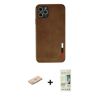 MARSİLYAN™- iPhone 11 Pro Max Kılıf Doruk Asil Koleksiyonu - Siyah 20D Premium Cam Ekran Koruyucu + Renkli Kamera Lens Koruma Cam - MI