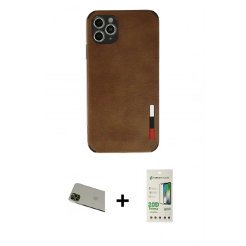 MARSİLYAN™- iPhone 11 Pro Max Kılıf Doruk Asil Koleksiyonu - Siyah 20D Premium Cam Ekran Koruyucu + Rainbow Kamera Lens Koruma Cam - YL