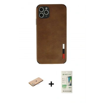 MARSİLYAN™- iPhone 11 Pro Max Kılıf Doruk Asil Koleksiyonu - Siyah 20D Premium Cam Ekran Koruyucu + Renkli Kamera Lens Koruma Cam - PE