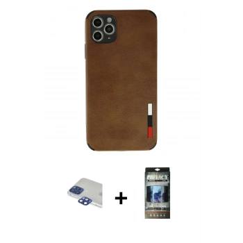 MARSİLYAN™- iPhone 11 Pro Max Kılıf Doruk Asil Koleksiyonu - Siyah 34D Hayalet Izgaralı Cam + Pers Alüminyum Kamera Lens - LT