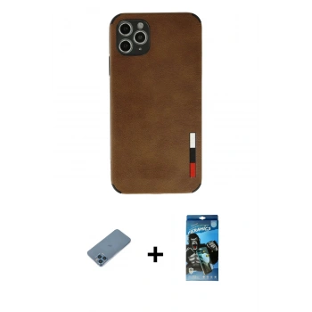 MARSİLYAN™- iPhone 11 Pro Max Kılıf Doruk Asil Koleksiyonu - Siyah 34D Izgaralı Cam + Shine Kamera Lens Koruma Cam - MI