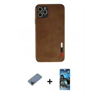 MARSİLYAN™- iPhone 11 Pro Max Kılıf Doruk Asil Koleksiyonu - Siyah 34D Izgaralı Cam + Metal Kamera Lens Koruma Cam - SH