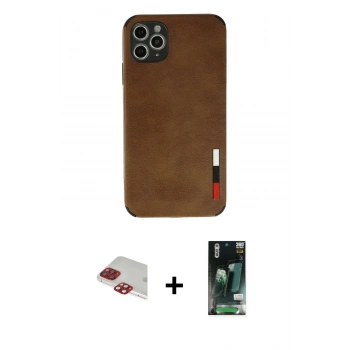 MARSİLYAN™- iPhone 11 Pro Max Kılıf Doruk Asil Koleksiyonu - Siyah 360 Mat Full Body Arka Koruyucu + Pers Alüminyum Kamera Lens - KI
