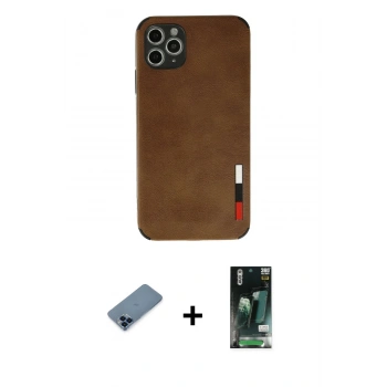 MARSİLYAN™- iPhone 11 Pro Max Kılıf Doruk Asil Koleksiyonu - Siyah 360 Mat Full Body Arka Koruyucu + Metal Kamera Lens Koruma Cam - MI