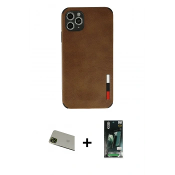 MARSİLYAN™- iPhone 11 Pro Max Kılıf Doruk Asil Koleksiyonu - Siyah 360 Mat Full Body Arka Koruyucu + Rainbow Kamera Lens Koruma Cam - YL