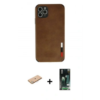 MARSİLYAN™- iPhone 11 Pro Max Kılıf Doruk Asil Koleksiyonu - Siyah 360 Mat Full Body Arka Koruyucu + Renkli Kamera Lens Koruma Cam - PE
