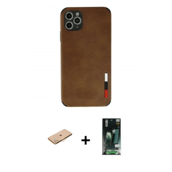 MARSİLYAN™- iPhone 11 Pro Max Kılıf Doruk Asil Koleksiyonu - Siyah 360 Mat Full Body Arka Koruyucu + Renkli Kamera Lens Koruma Cam - TU