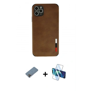MARSİLYAN™- iPhone 11 Pro Max Kılıf Doruk Asil Koleksiyonu - Siyah 3D Antistatik Seramik Nano Ekran Koruyucu + Shine Kamera Lens Koruma Cam - GI