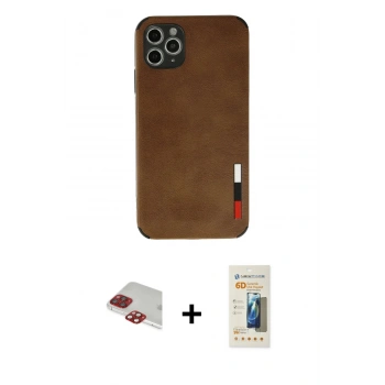 MARSİLYAN™- iPhone 11 Pro Max Kılıf Doruk Asil Koleksiyonu - Siyah 6D Mat Seramik Hayalet Nano Ekran Koruyucu + Pers Alüminyum Kamera Lens - KI