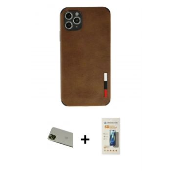 MARSİLYAN™- iPhone 11 Pro Max Kılıf Doruk Asil Koleksiyonu - Siyah 6D Mat Seramik Hayalet Nano Ekran Koruyucu + Rainbow Kamera Lens Koruma Cam - YL