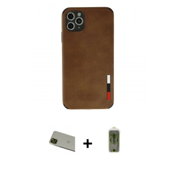 MARSİLYAN™- iPhone 11 Pro Max Kılıf Doruk Asil Koleksiyonu - Siyah Joko Magic 5D Hayalet Cam + Rainbow Kamera Lens Koruma Cam - YL