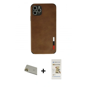MARSİLYAN™- iPhone 11 Pro Max Kılıf Doruk Asil Koleksiyonu - Siyah Mat Seramik Nano Ekran Koruyucu + Rainbow Kamera Lens Koruma Cam - GD