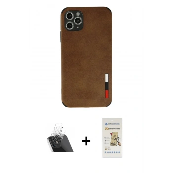 MARSİLYAN™- iPhone 11 Pro Max Kılıf Doruk Asil Koleksiyonu - Siyah Mat Seramik Nano Ekran Koruyucu + Kamera Lens Koruma Cam - SF