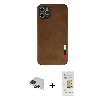 MARSİLYAN™- iPhone 11 Pro Max Kılıf Doruk Asil Koleksiyonu - Siyah Mat Seramik Nano Ekran Koruyucu + Pers Alüminyum Kamera Lens - SH