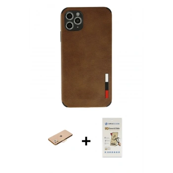MARSİLYAN™- iPhone 11 Pro Max Kılıf Doruk Asil Koleksiyonu - Siyah Mat Seramik Nano Ekran Koruyucu + Renkli Kamera Lens Koruma Cam - TU