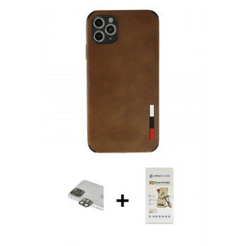 MARSİLYAN™- iPhone 11 Pro Max Kılıf Doruk Asil Koleksiyonu - Siyah Mat Seramik Nano Ekran Koruyucu + Pers Alüminyum Kamera Lens - YL