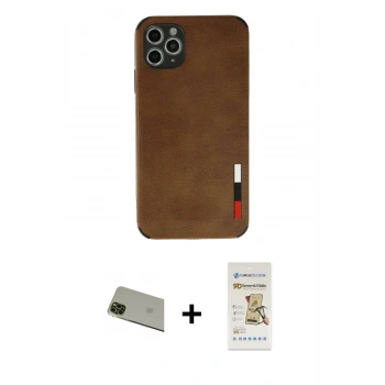 MARSİLYAN™- iPhone 11 Pro Max Kılıf Doruk Asil Koleksiyonu - Siyah Mat Seramik Nano Ekran Koruyucu + Rainbow Kamera Lens Koruma Cam - YL