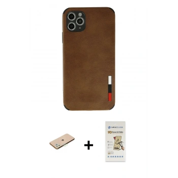 MARSİLYAN™- iPhone 11 Pro Max Kılıf Doruk Asil Koleksiyonu - Siyah Mat Seramik Nano Ekran Koruyucu + Renkli Kamera Lens Koruma Cam - YL
