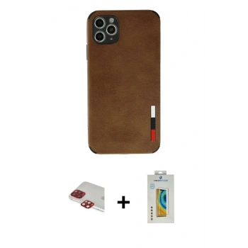 MARSİLYAN™- iPhone 11 Pro Max Kılıf Doruk Asil Koleksiyonu - Siyah Polymer Nano Ekran Koruyucu + Pers Alüminyum Kamera Lens - KI